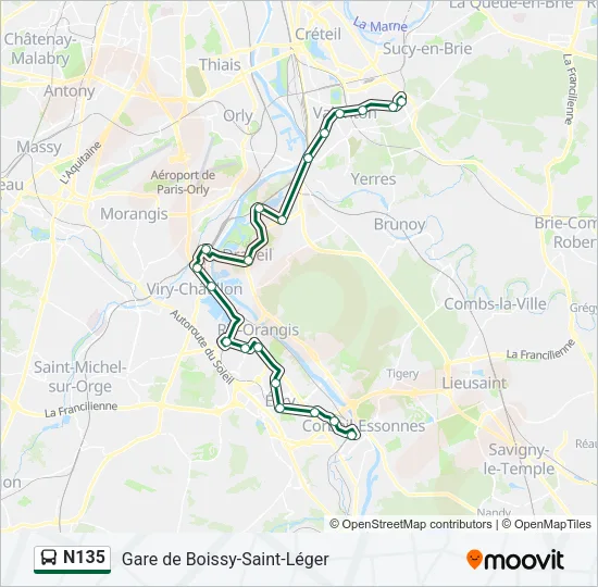 N135 Bus Line Map