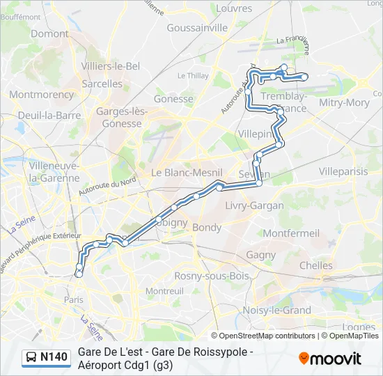 N140 Bus Line Map