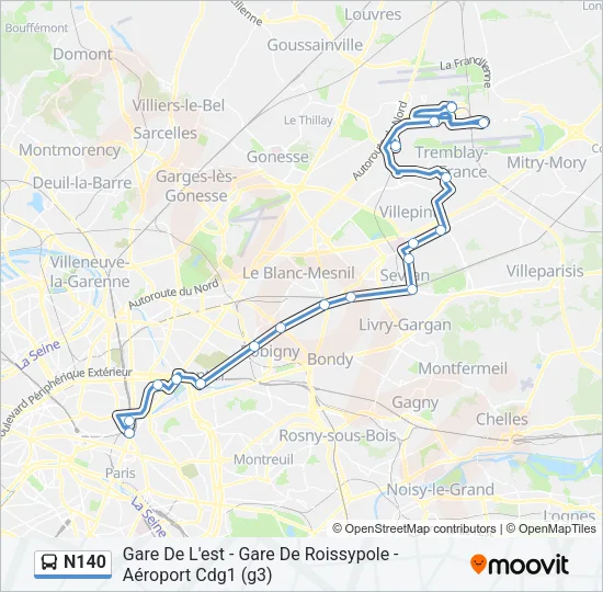 N140 Bus Line Map