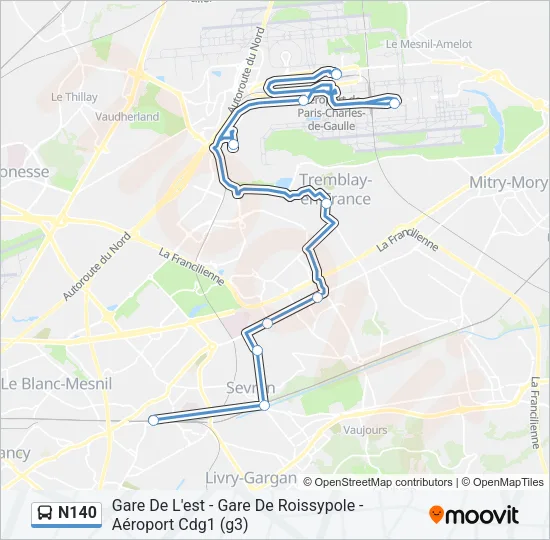 N140 Bus Line Map