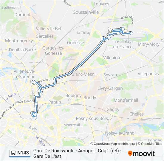 N143 Bus Line Map