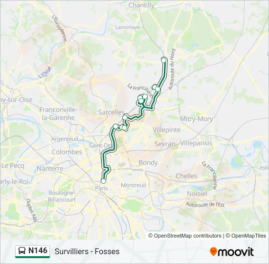 N146 Bus Line Map