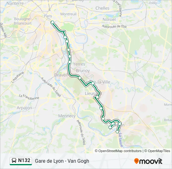 N132 Bus Line Map