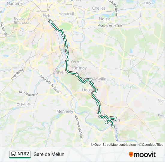 N132 Bus Line Map