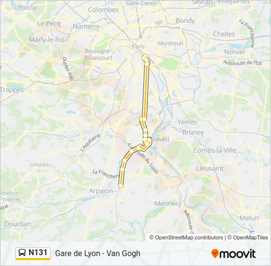 N131 Bus Line Map