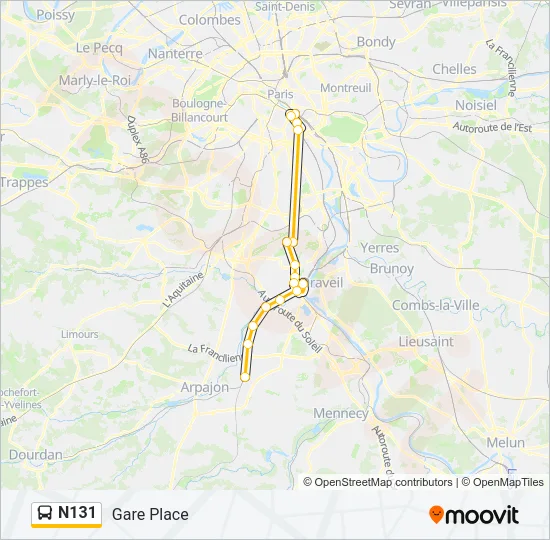 N131 Bus Line Map