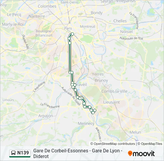 N139 Bus Line Map