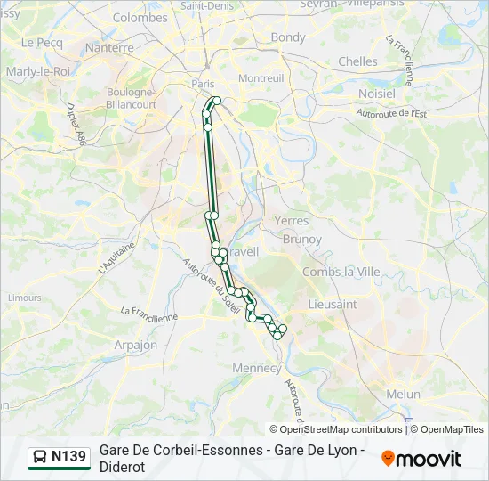 N139 Bus Line Map