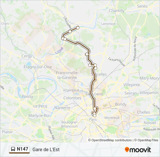 N147 Bus Line Map