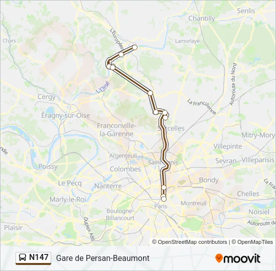 N147 Bus Line Map