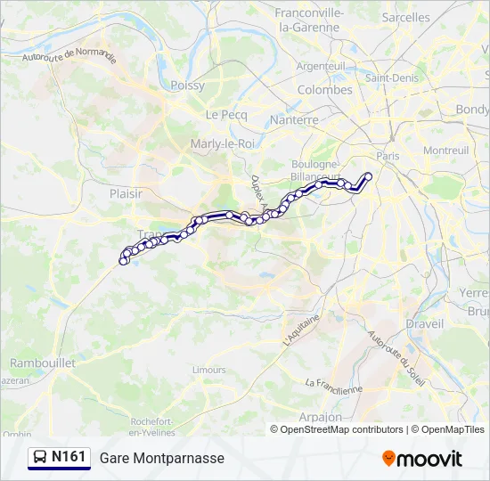 N161 Bus Line Map