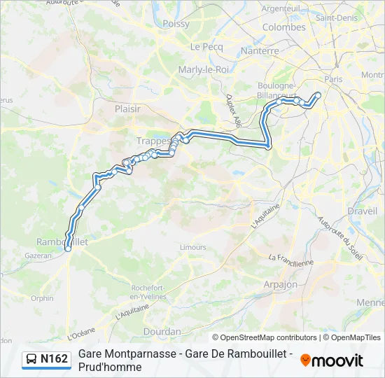 N162 Bus Line Map