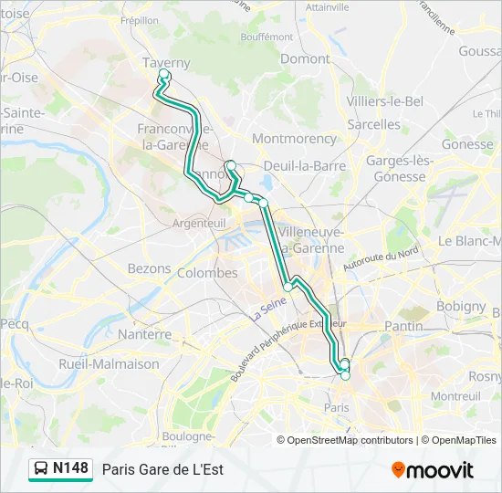 N148 Bus Line Map