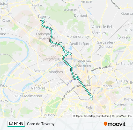 N148 Bus Line Map