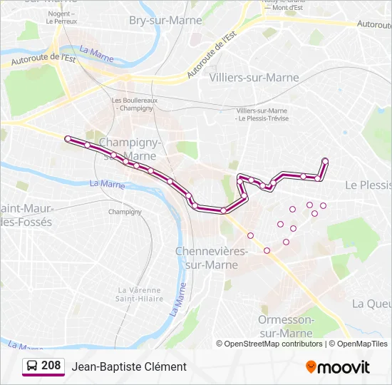208 Bus Line Map