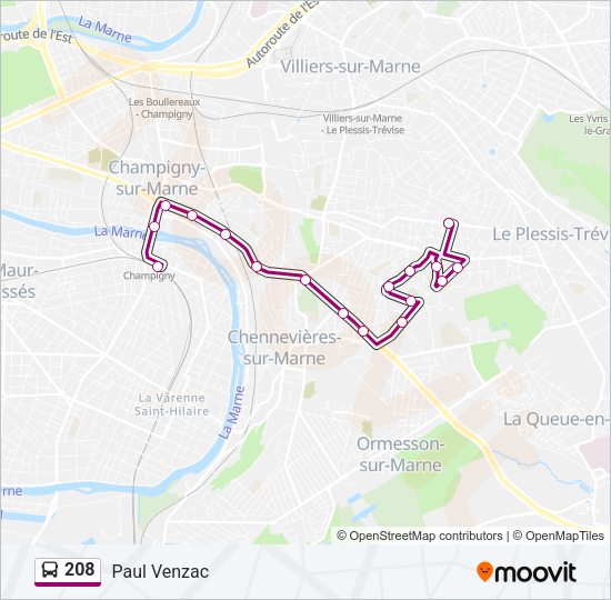 208 Bus Line Map
