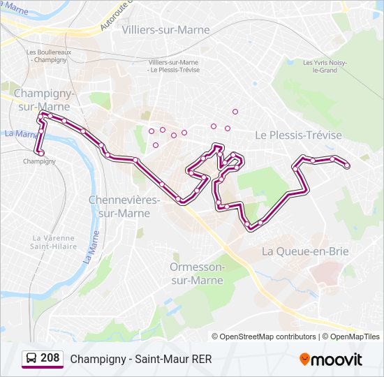 208 Bus Line Map