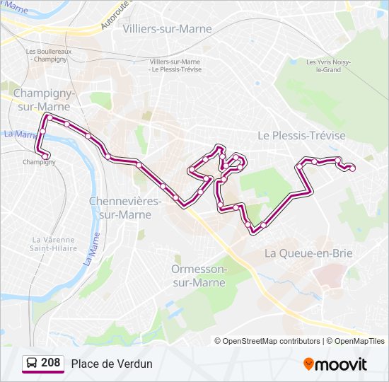 208 Bus Line Map