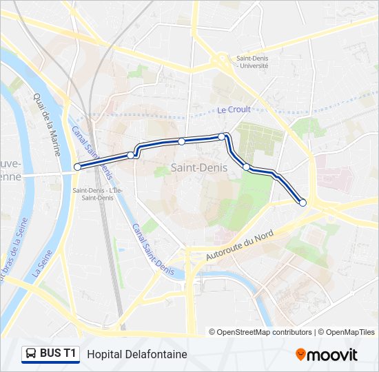 BUS T1 Bus Line Map