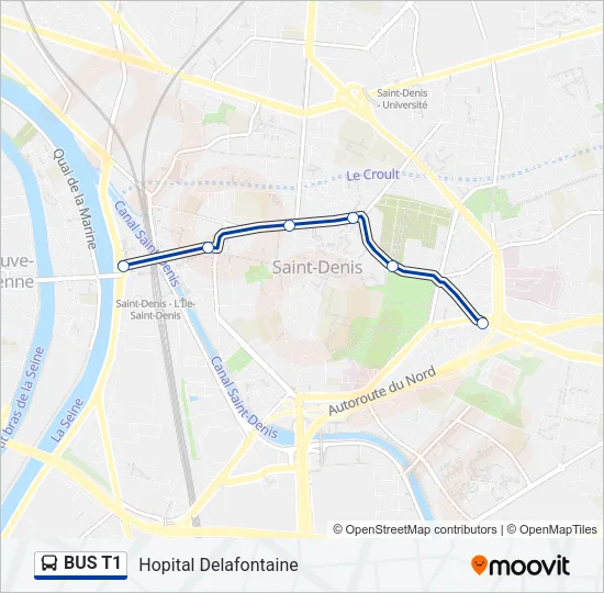 BUS T1 Bus Line Map