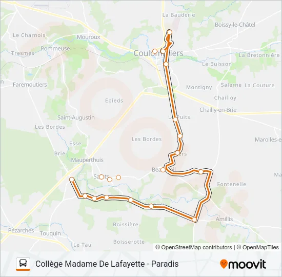 Plan de la ligne 02A(2450) de bus
