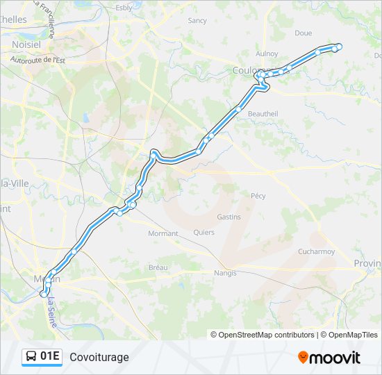 01E Bus Line Map
