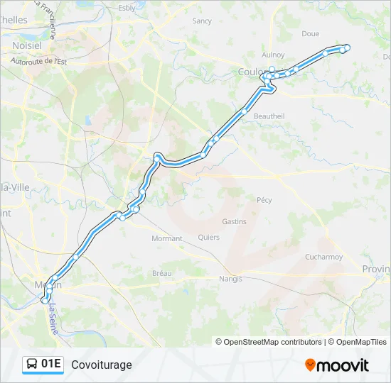 01E Bus Line Map