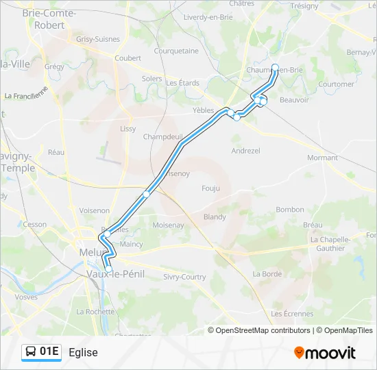 01E Bus Line Map