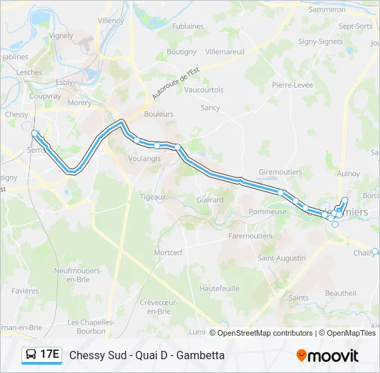 17E Bus Line Map