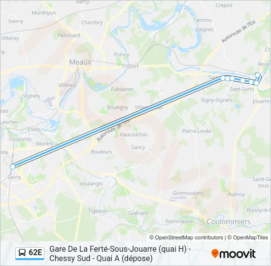 62E Bus Line Map