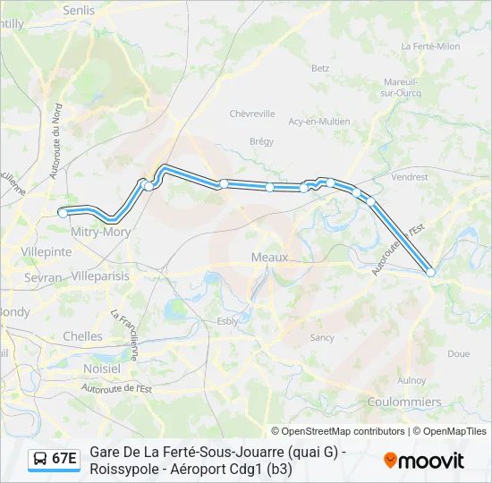67E Bus Line Map