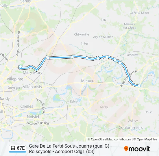 67E Bus Line Map