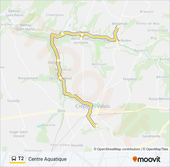 T2 Bus Line Map