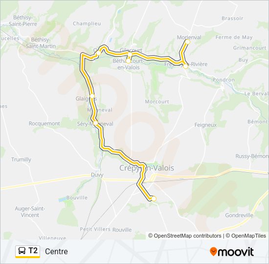 T2 Bus Line Map