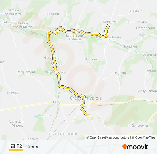 T2 Bus Line Map