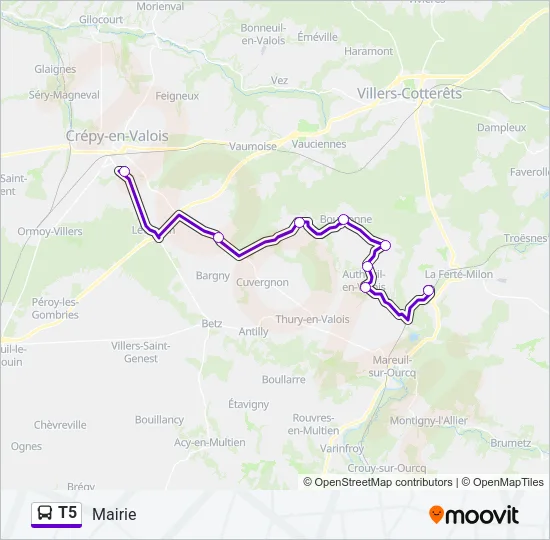 T5 Bus Line Map