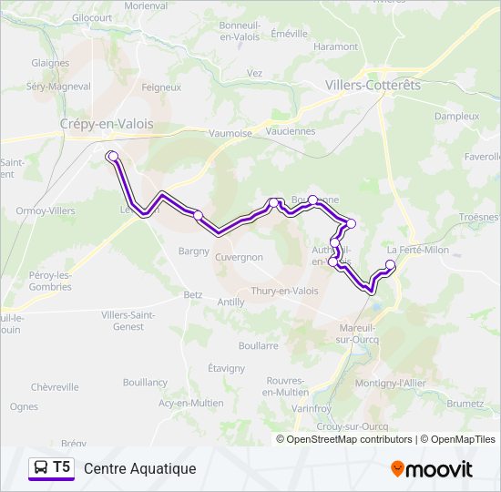 T5 Bus Line Map