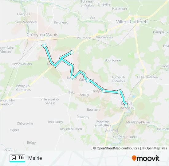 T6 Bus Line Map