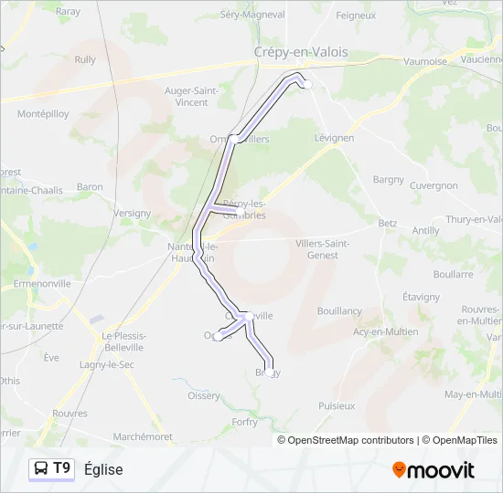 T9 Bus Line Map