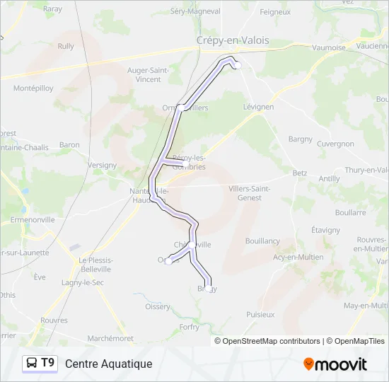T9 Bus Line Map