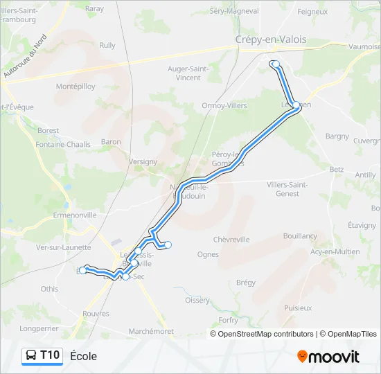 T10 Bus Line Map