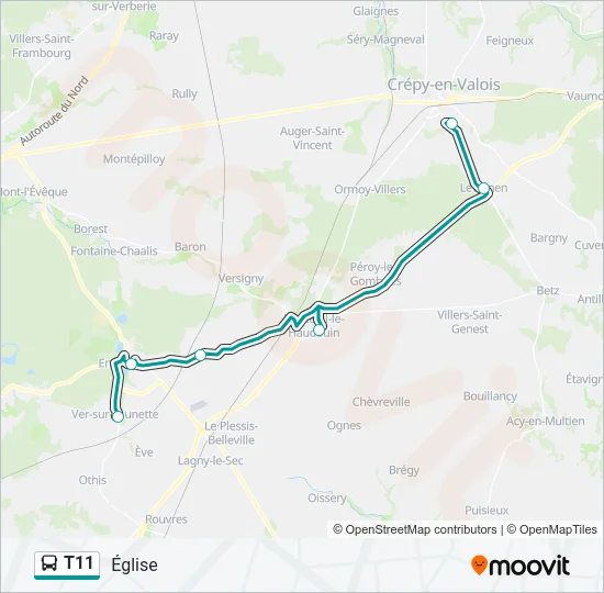 T11 Bus Line Map