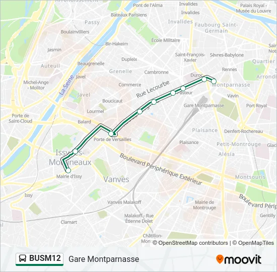 BUSM12 Bus Line Map