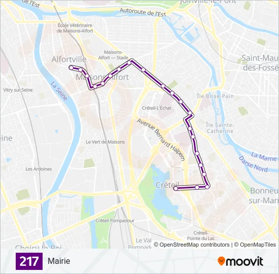 217 Bus Line Map