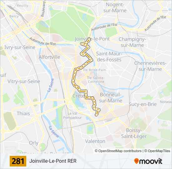 281 Bus Line Map