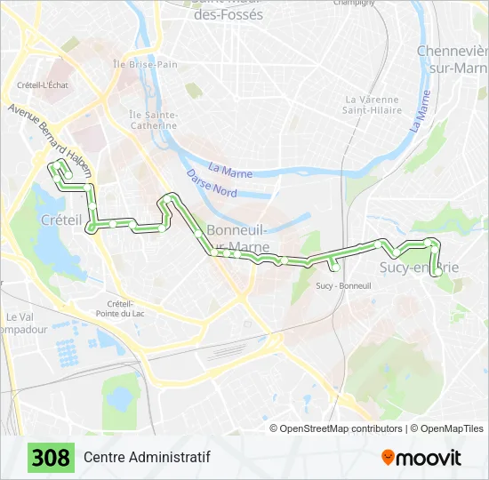 308 Bus Line Map