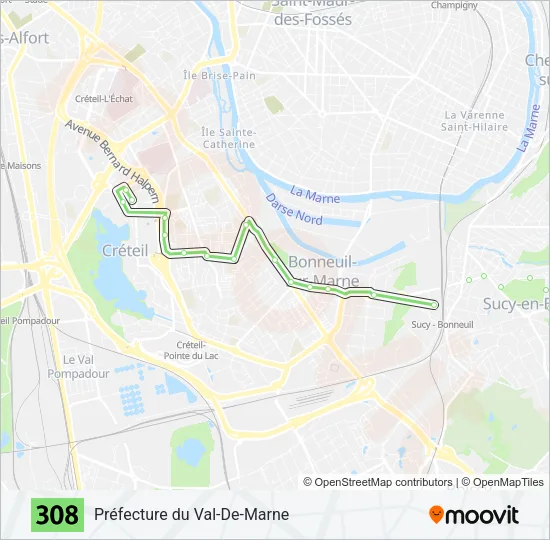 308 Bus Line Map