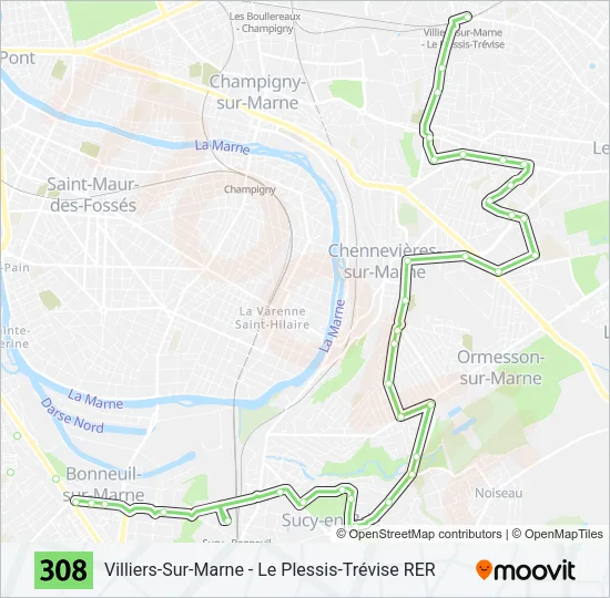 308 Bus Line Map