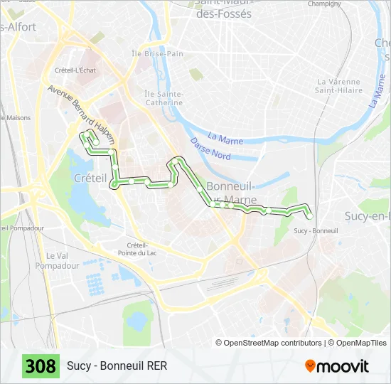 308 Bus Line Map