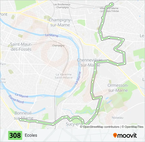 308 Bus Line Map